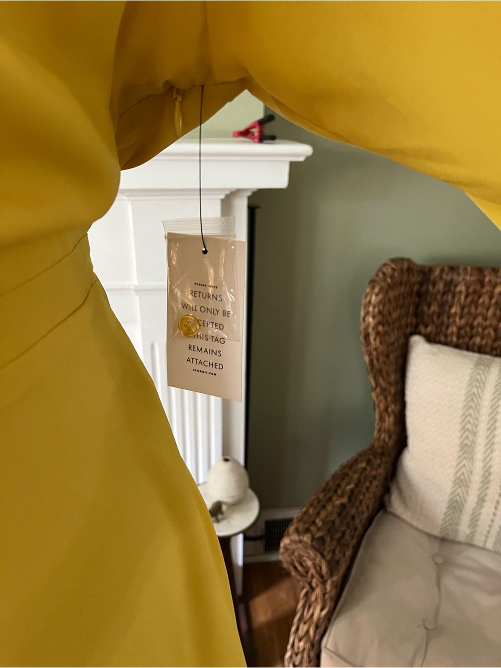ELOQUII Studio Golden Mustard Ruffle Tie-Neck Dress | NWT | Size 20 - Picture 7 of 11